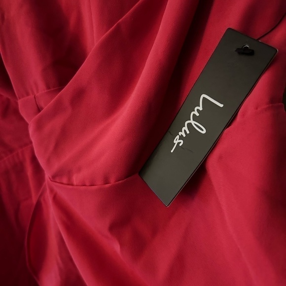 NWT LULUS Manhattan Moment Berry Pink Ruffled Midi Wrap Dress- Size XS - Picture 6 of 7